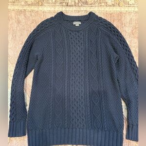 LL Bean Signature Men’s Navy Cable knit Fishermans Sweater Size Large Tall